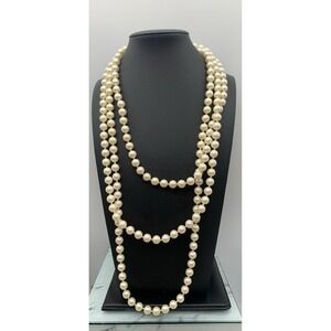 Vintage 72" Long Opera Length Plastic Faux Pearl Necklace
